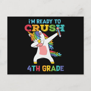 Ready to Crush 4th Grade Unicorn Back to School  Postcard