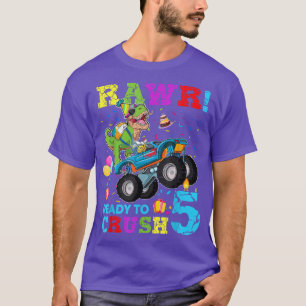 Ready To Crush 5th Birthday Boy T Rex Dinosaur Mon T-Shirt