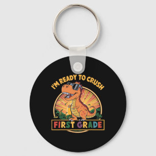Ready To Crush First Grade 1st Day Of School Dinos Keychain