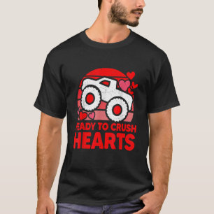 Ready To Crush Hearts Monster Truck Retro Valentin T-Shirt