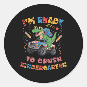 Ready To Crush Kindergarten Monster Truck Boys T-r Classic Round Sticker