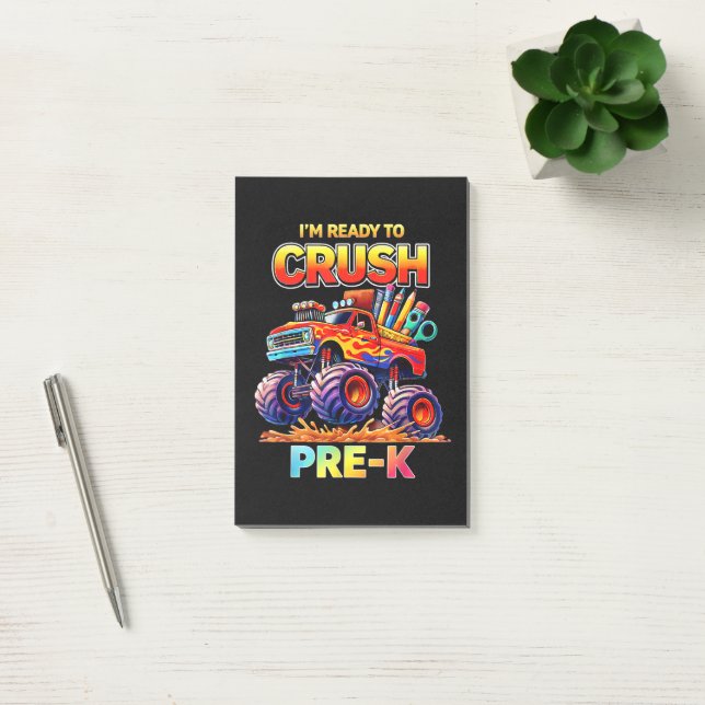 Ready to Crush Pre-K Monster Truck Back to School Post-it Notes (Office)