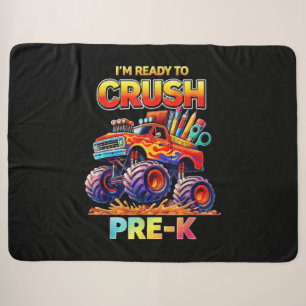 Ready to Crush Pre-K Monster Truck Back to School Sherpa Blanket