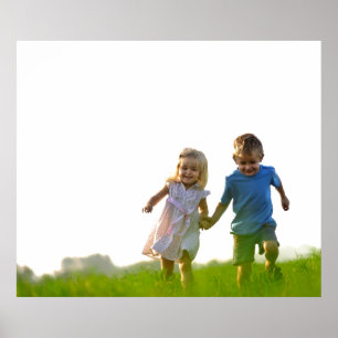 Ready to customize picture of happy boy & girl w/t poster