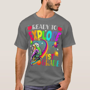 Ready To Eplore 1st Grade Skating Astronaut Welcom T-Shirt