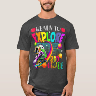 Ready To Explore 2nd Grade Skating Astronaut Back T-Shirt