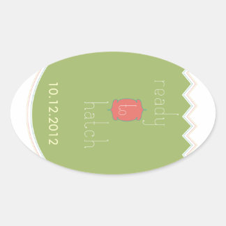 "Ready to Hatch" Baby Shower oval stickers