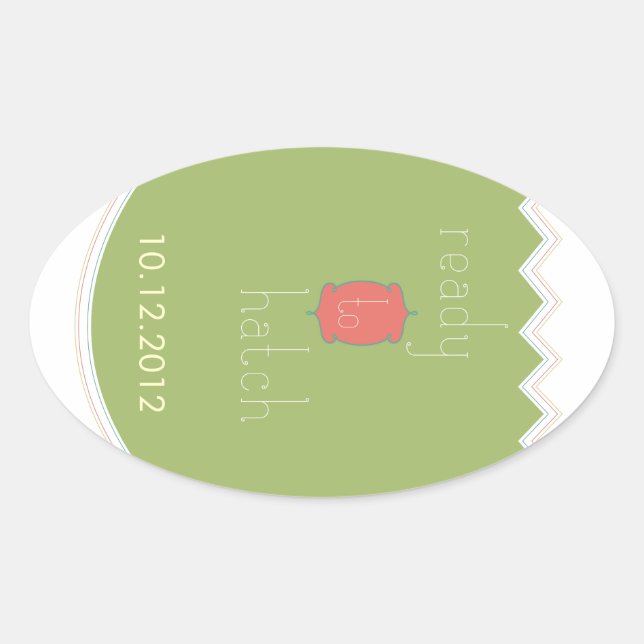 "Ready to Hatch" Baby Shower oval stickers (Front)