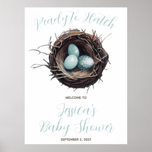 Ready to Hatch, Birds' Nest, Baby Shower Welcome Poster