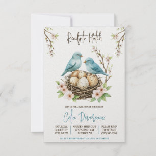 Ready to Hatch!  Cute Nesting Birds Baby Shower Invitation