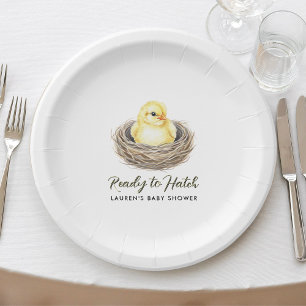 Ready To Hatch Yellow Spring Chick Baby Shower Paper Plate
