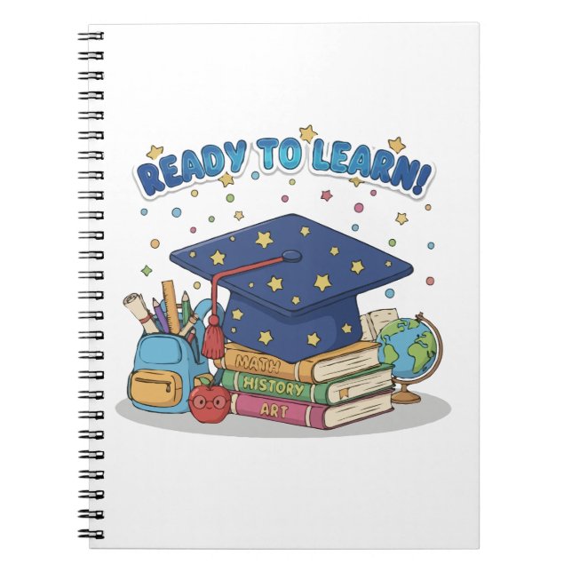 Ready to Learn Cute School Supplies Graduation Notebook (Front)