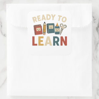 Ready to learn funny school memes square sticker