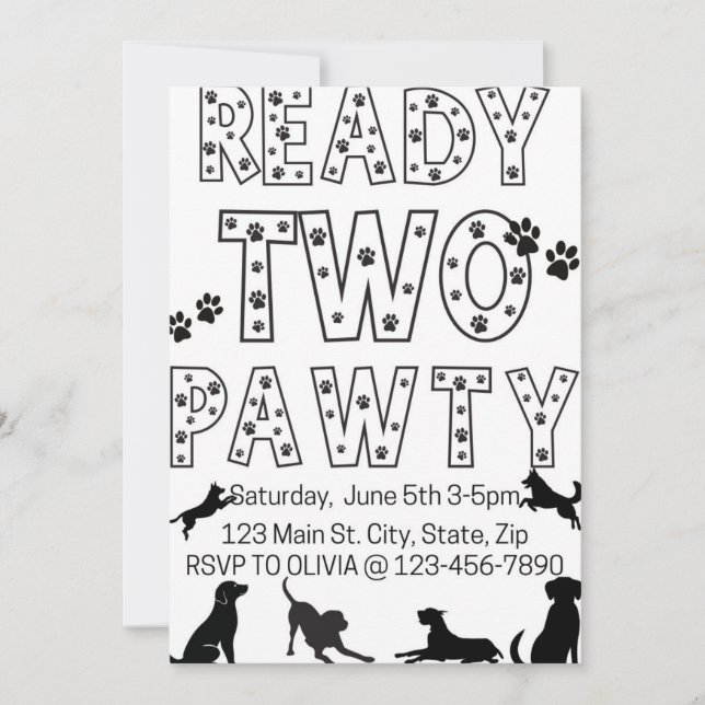 Ready to Pawty Birthday Invitation (Front)