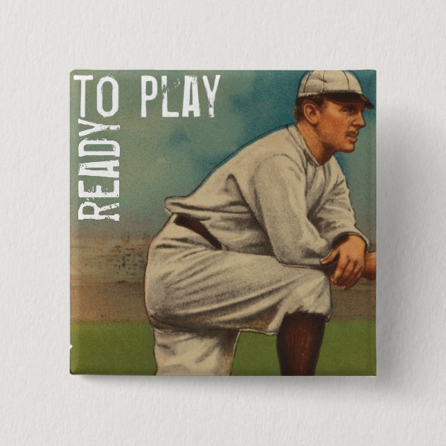 Ready To Play 2 Inch Square Button (Front)