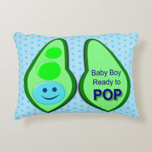Ready to Pop Baby Boy Blue Pea Accent Pillow