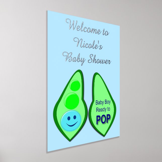 Ready to Pop Baby Boy Blue Pea Custom Baby Shower Foil Prints (Laydown)
