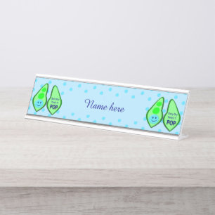 Ready to Pop Baby Boy Blue Pea Custom Desk Name Plate