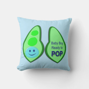 Ready to Pop Baby Boy Blue Pea Outdoor Pillow