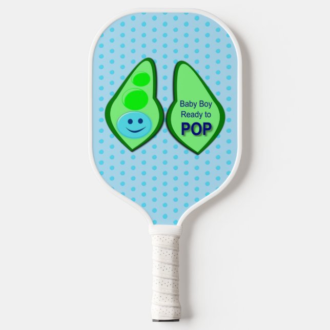 Ready to Pop Baby Boy Blue Pea Pickleball Paddle (Front)