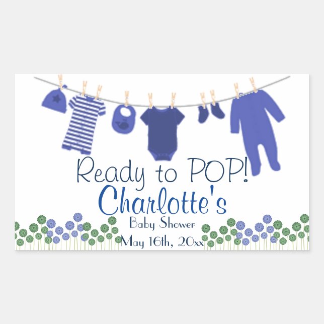 Ready to POP! Baby Clothesline Baby Shower Sticker (Front)