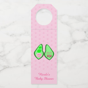 Ready to Pop Baby Girl Pink Pea Baby Shower Custom Bottle Tag