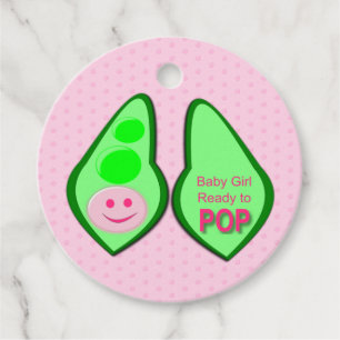Ready to Pop Baby Girl Pink Pea Baby Shower Custom Favour Tags
