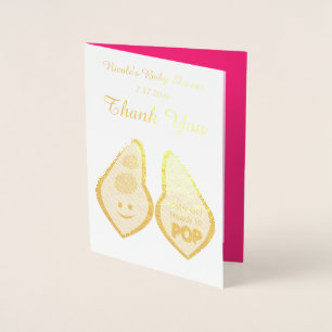 Ready to Pop Baby Girl Pink Pea Baby Shower Custom Foil Card