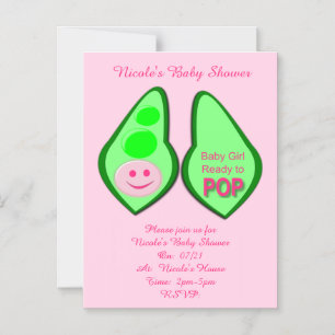 Ready to Pop Baby Girl Pink Pea Baby Shower Custom Magnetic Invitation