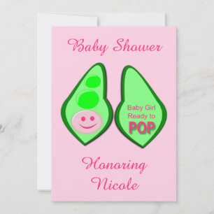 Ready to Pop Baby Girl Pink Pea Baby Shower Invitation