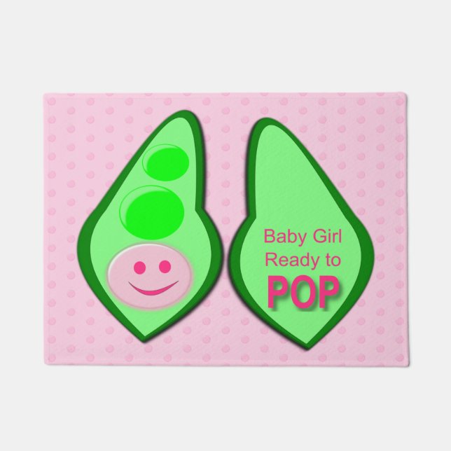 Ready to Pop Baby Girl Pink Pea Doormat (Front)
