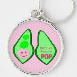 Ready to Pop Baby Girl Pink Pea Keychain