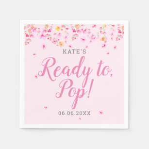 Ready to Pop Baby Girl Shower Pink Blossom Napkin