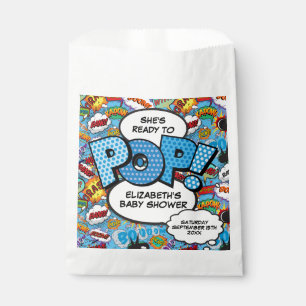 Ready to Pop Baby Shower Blue Comic Book Favour Bag