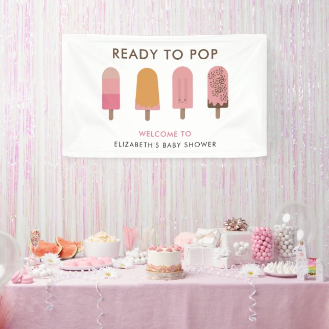 Ready to Pop Baby Shower Custom Welcome Popsicles Banner (Party)