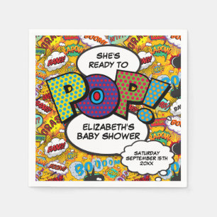 Ready to Pop Baby Shower Fun Comic Book Napkin