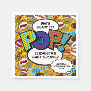 Ready to Pop Baby Shower Fun Comic Book Napkin
