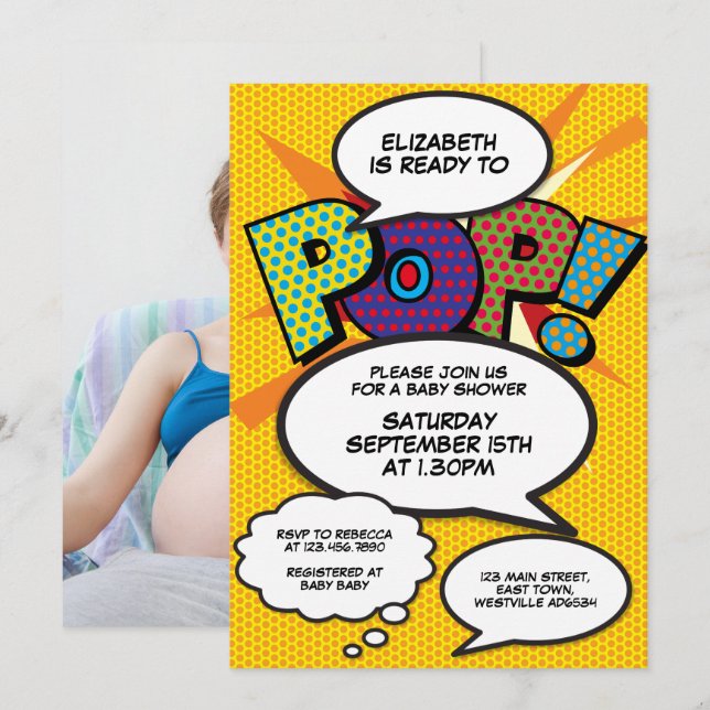 Ready to Pop Baby Shower Gender Neutral Photo Invitation (Front/Back)