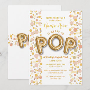 Ready to POP Baby Shower Gold Gender Reveal Invite