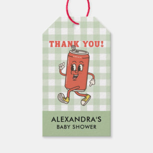 Ready To Pop Baby Shower Green Gingham Thank you Gift Tags