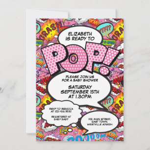Ready to Pop Baby Shower Modern Pink Invitation