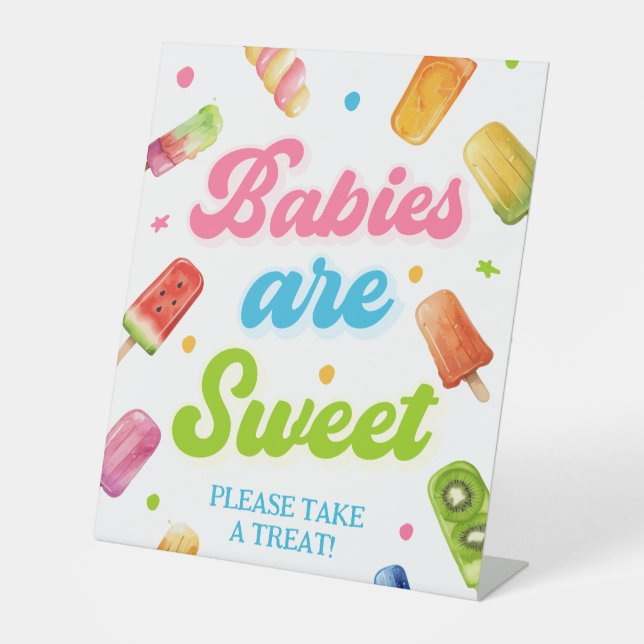 Ready to Pop Baby Shower Popsicle Favour Pedestal Sign (Front)