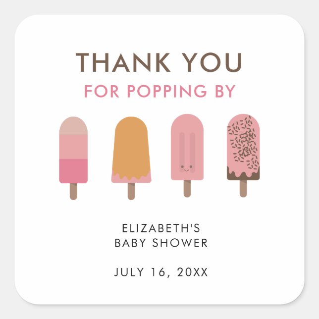 Ready to Pop Baby Shower Thank you  Square Sticker (Front)