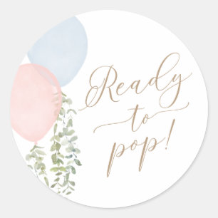 Ready to Pop Balloon Twin Baby Shower Classic Round Sticker