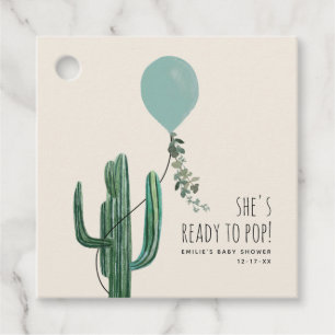 Ready To Pop Blue Balloon Boy Baby Shower Favour Tags