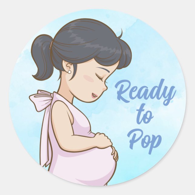 Ready To Pop Blue Its a Boy Baby Shower Oh Boy Classic Round Sticker (Front)