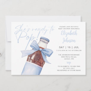 Ready To Pop Blue Soda Bottle QR Code Baby Shower Invitation