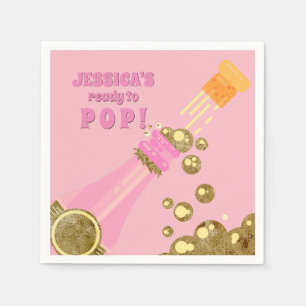 Ready to Pop Champagne Pink Baby Shower Elegant Napkin