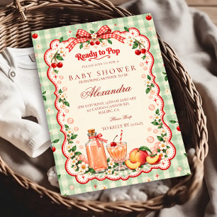 Ready to Pop Cherry Soda Baby Shower Invitation