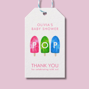Ready to Pop colourful Pink Baby Shower Gift Tags